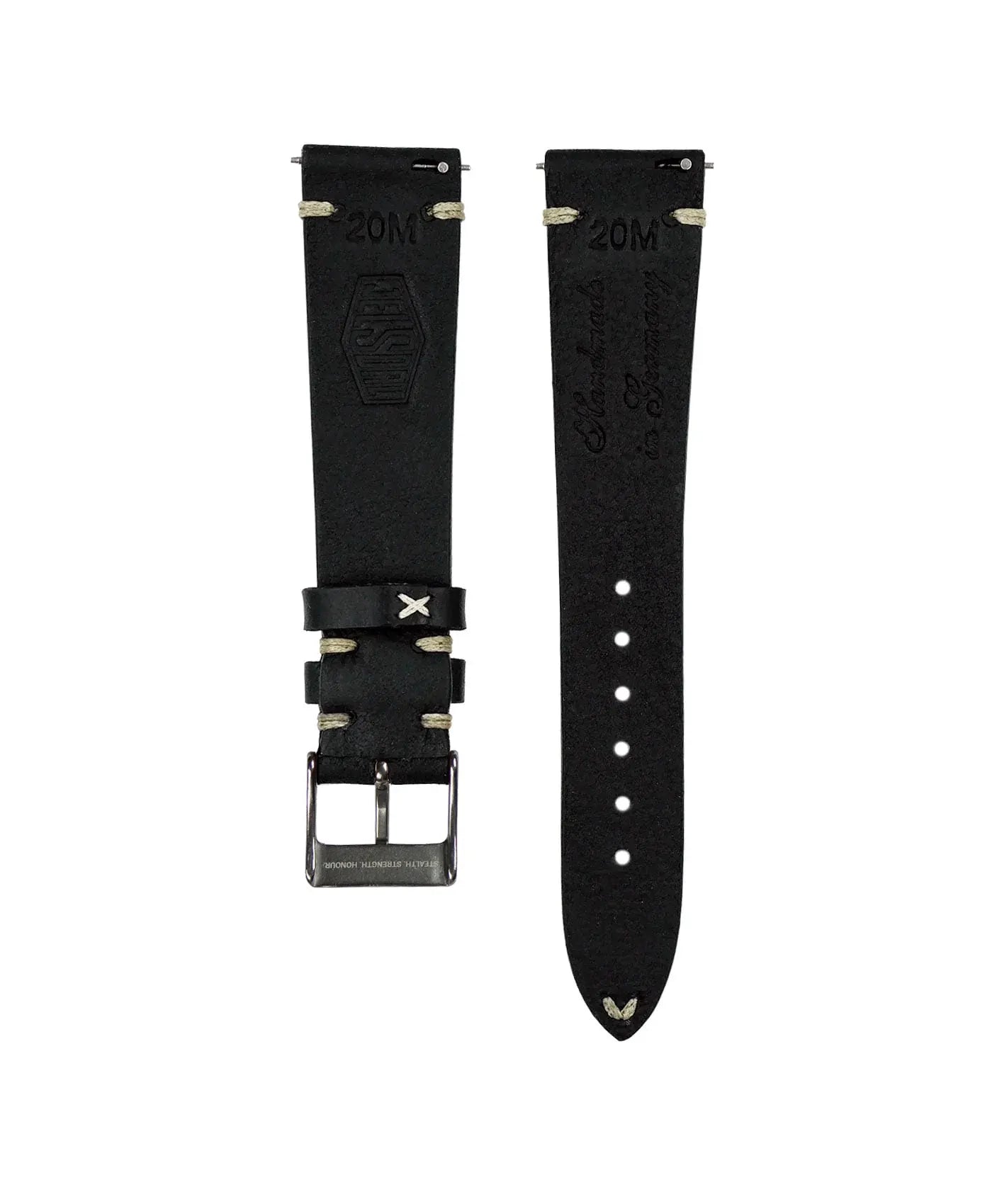 Jelsdal - Vintageleder Uhrarmband - Schwarz