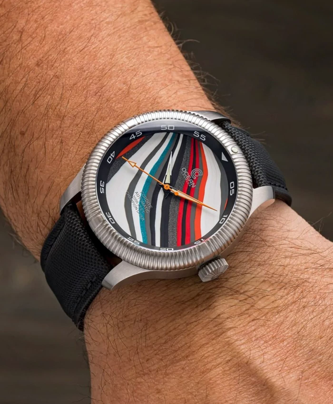 Ocean Crawler Champion Diver - Fordite - Type A - wrist shot-min