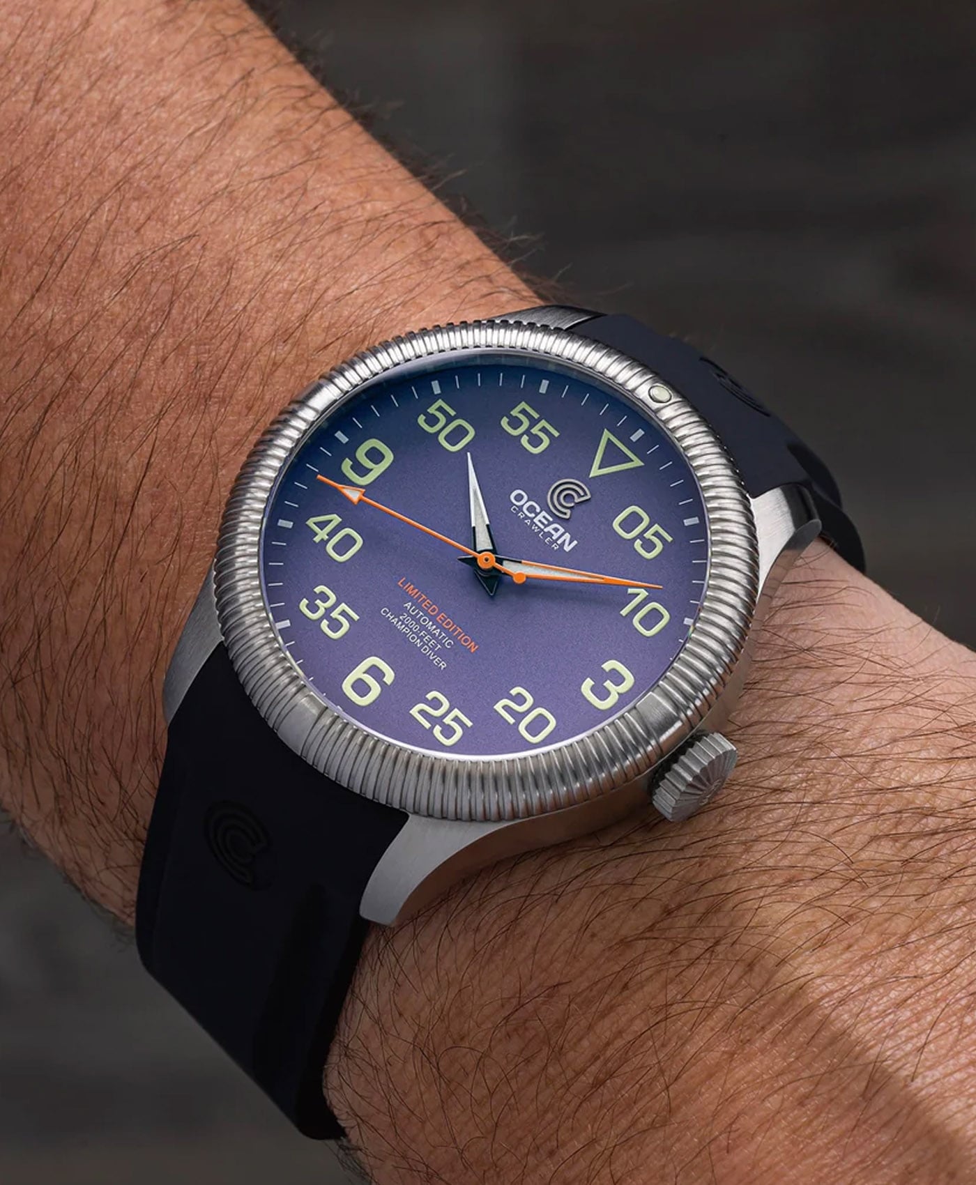 _Ocean Crawler – Champion Diver – Limited Edition – Mulberry-wrist shot-min