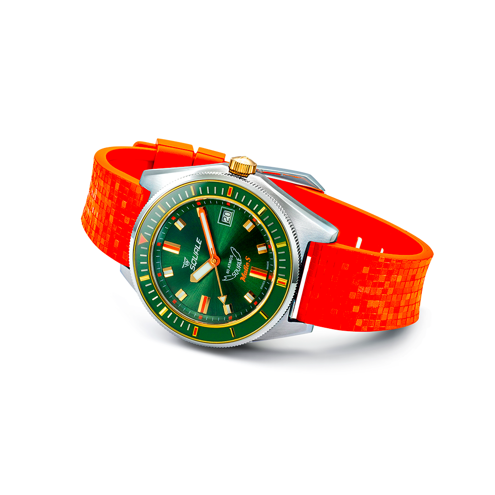 Squale - Matic S - Grün Zweifarbig - Mosaik Kautschuk - MATICGGRGR.MROR