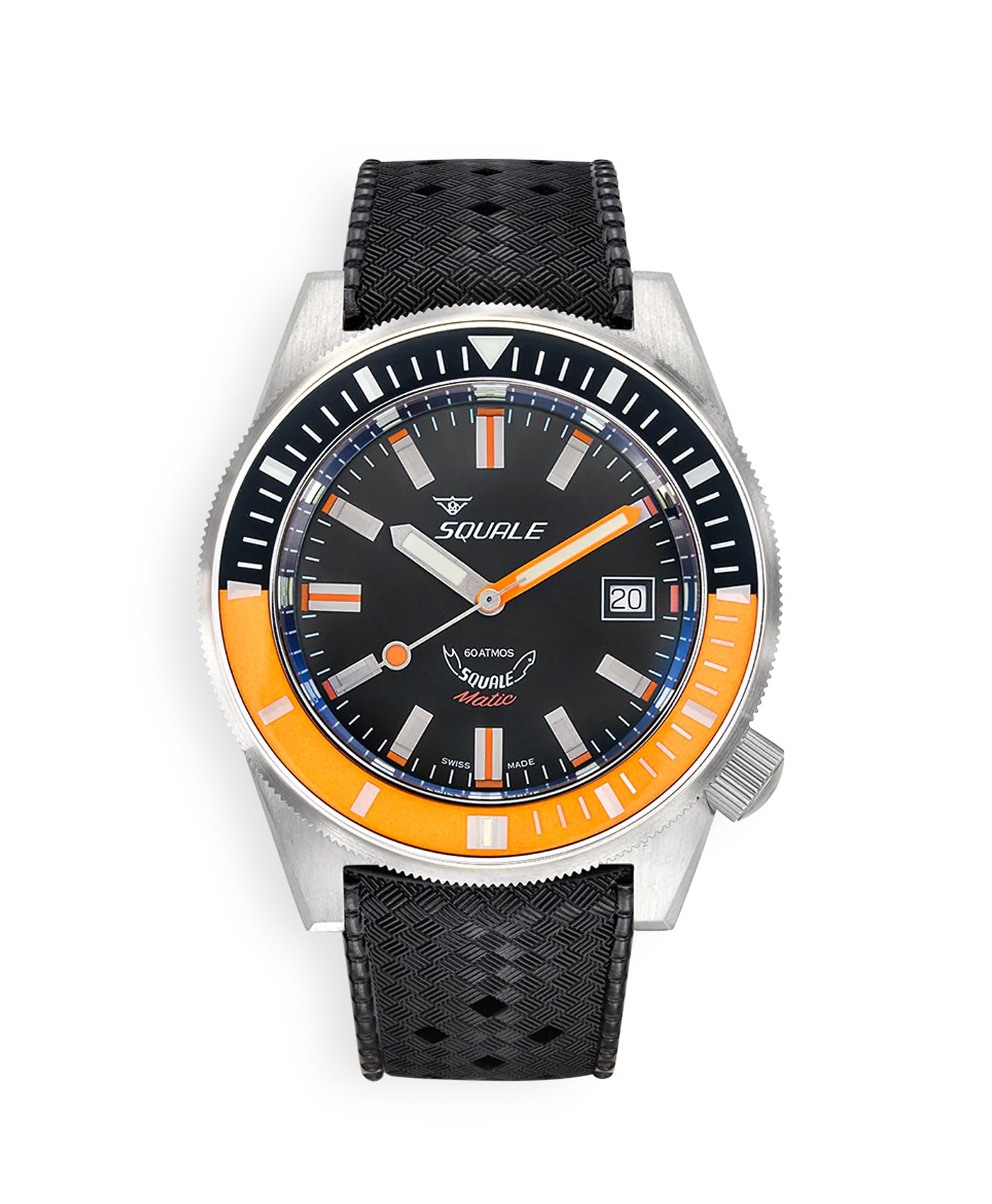 Squale - Matic - Black Orange - 60 ATM - Rubber Strap-min