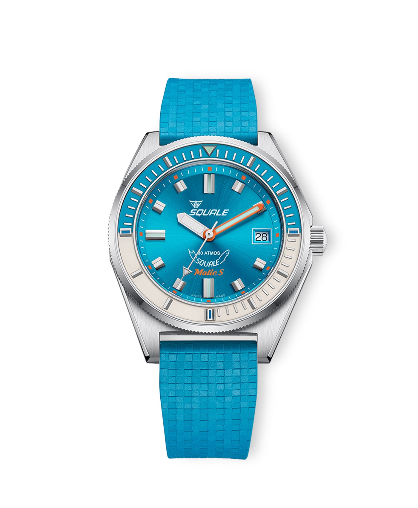 Squale - Matic S Light Blue - MATICLBWLB - Mosaic Rubber Watch Strap