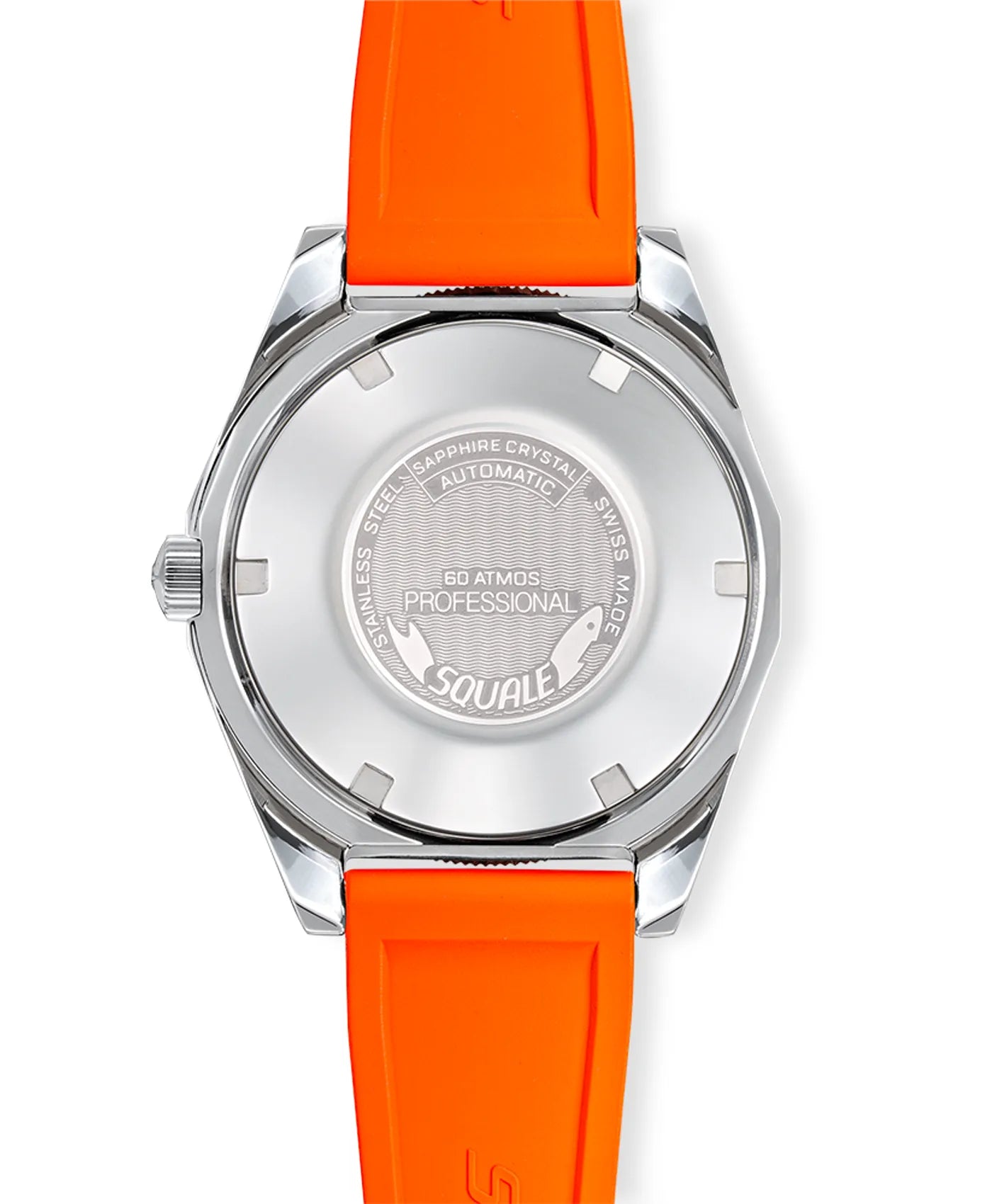 Squale - Matic S Orange - MATICBKOBK.MROR - Mosaic Rubber Strap - case back - case back