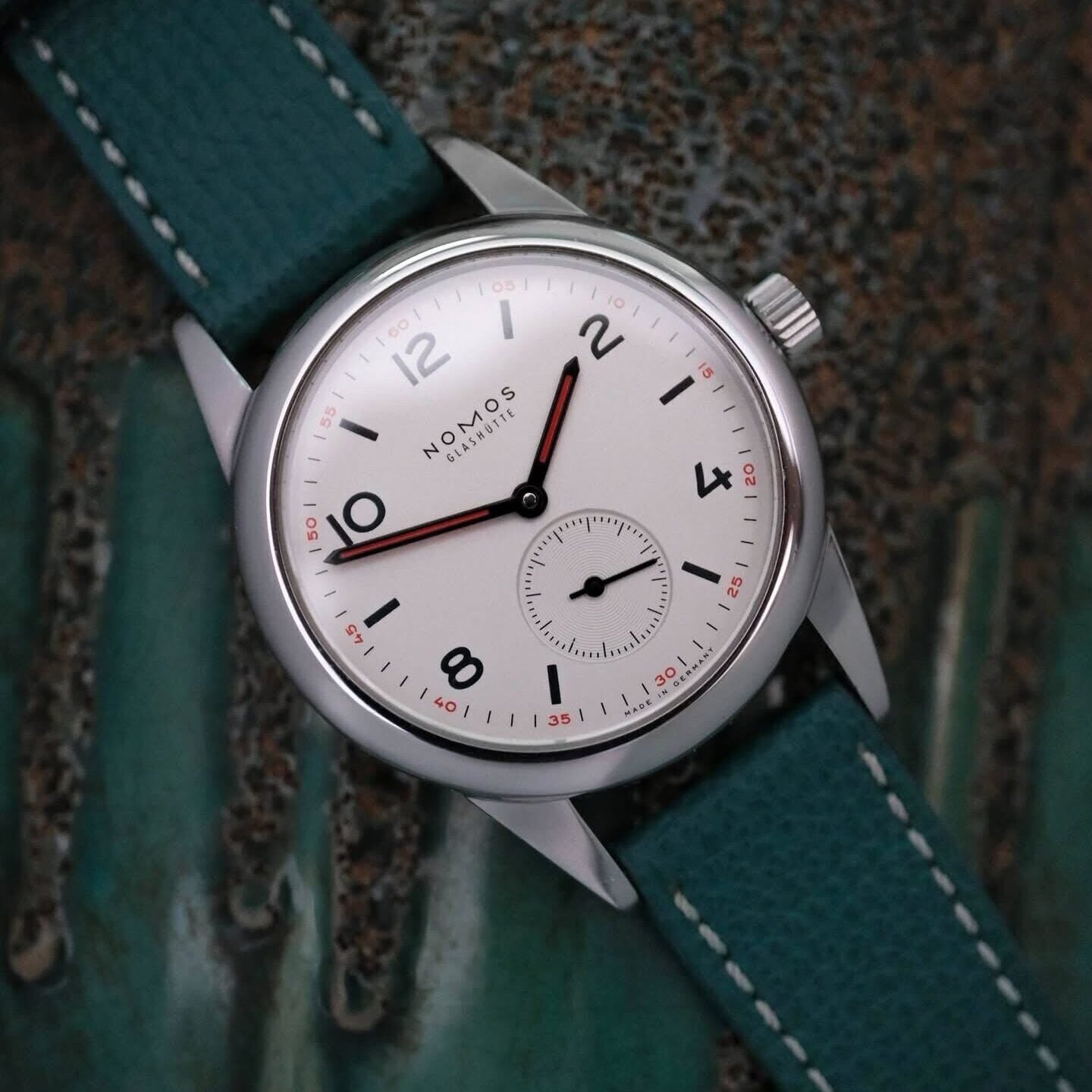 Textured Leather Watch Strap Petrol Green | WB Original