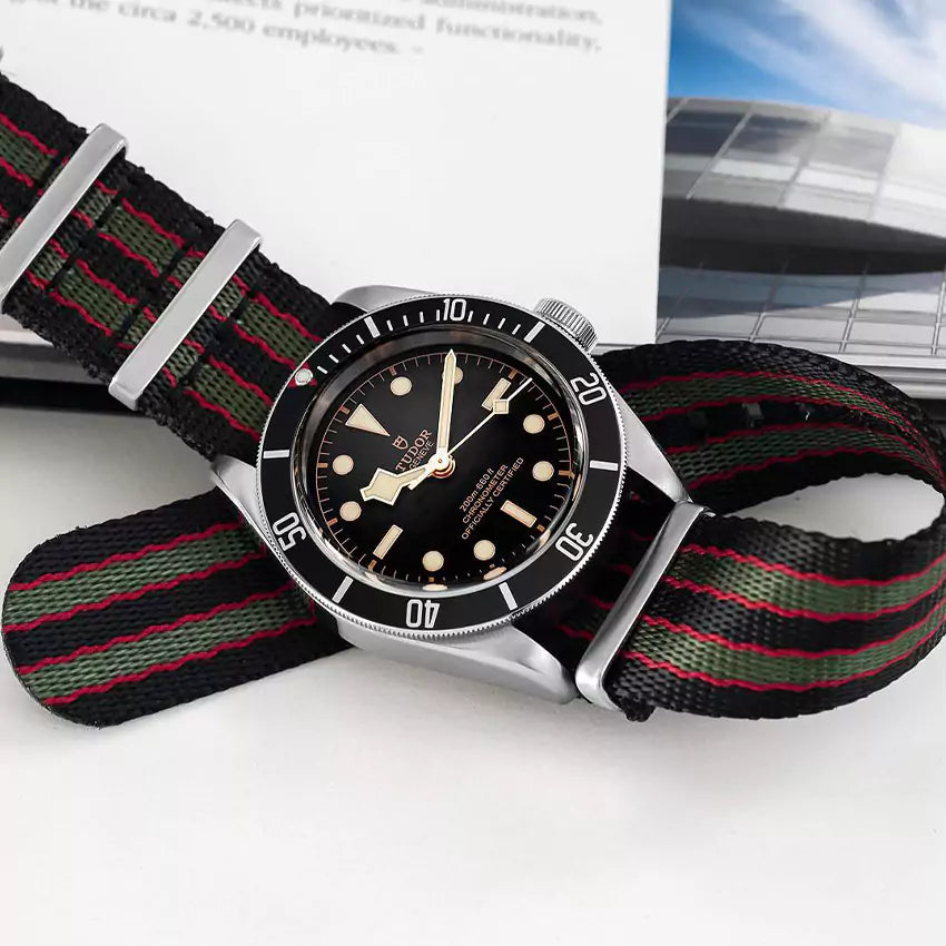 heavy-duty-single-piece-nylon-strap-bond-paired-with-tudor-black-bay-