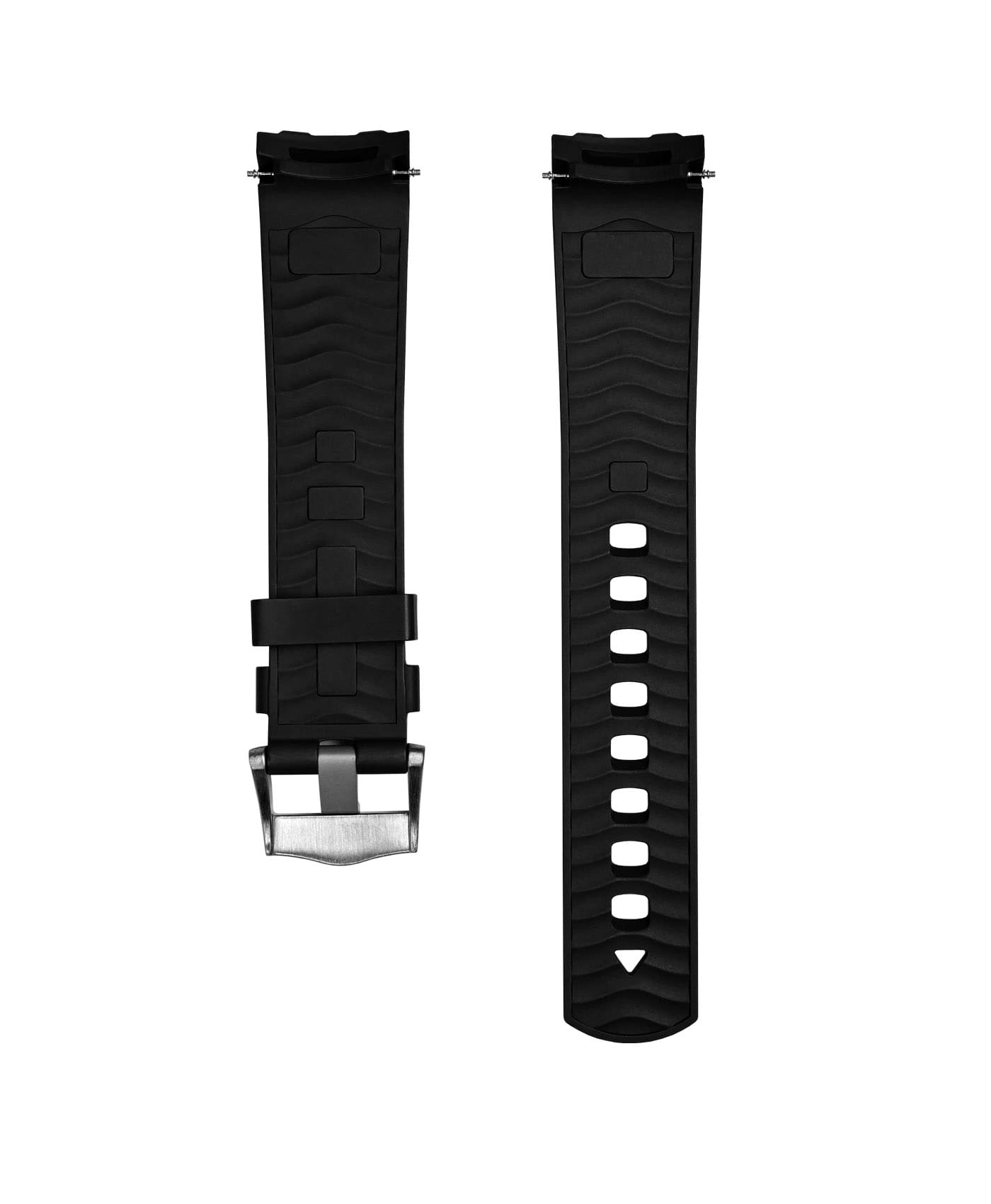 Curved End 300M Rubber Watch Strap - Black - WB Original - back-min