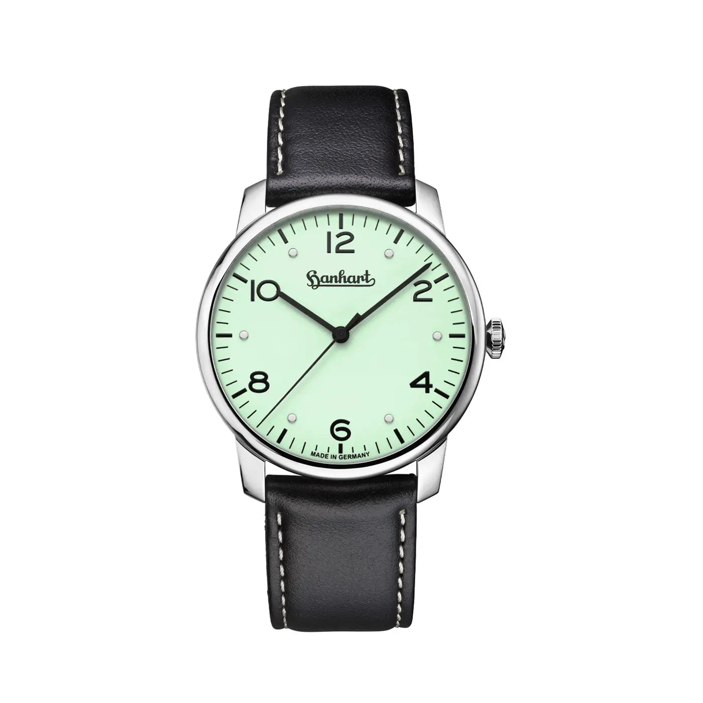 Hanhart - PIONEER Silva - Pistachio - 38.5 mm - Black Leather