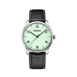 Hanhart - PIONEER Silva - Pistachio - 38.5 mm - Schwarzes Leder