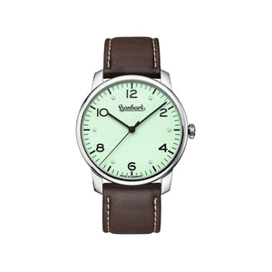 Hanhart - PIONEER Silva - Pistachio - 38.5 mm - Braunes Leder