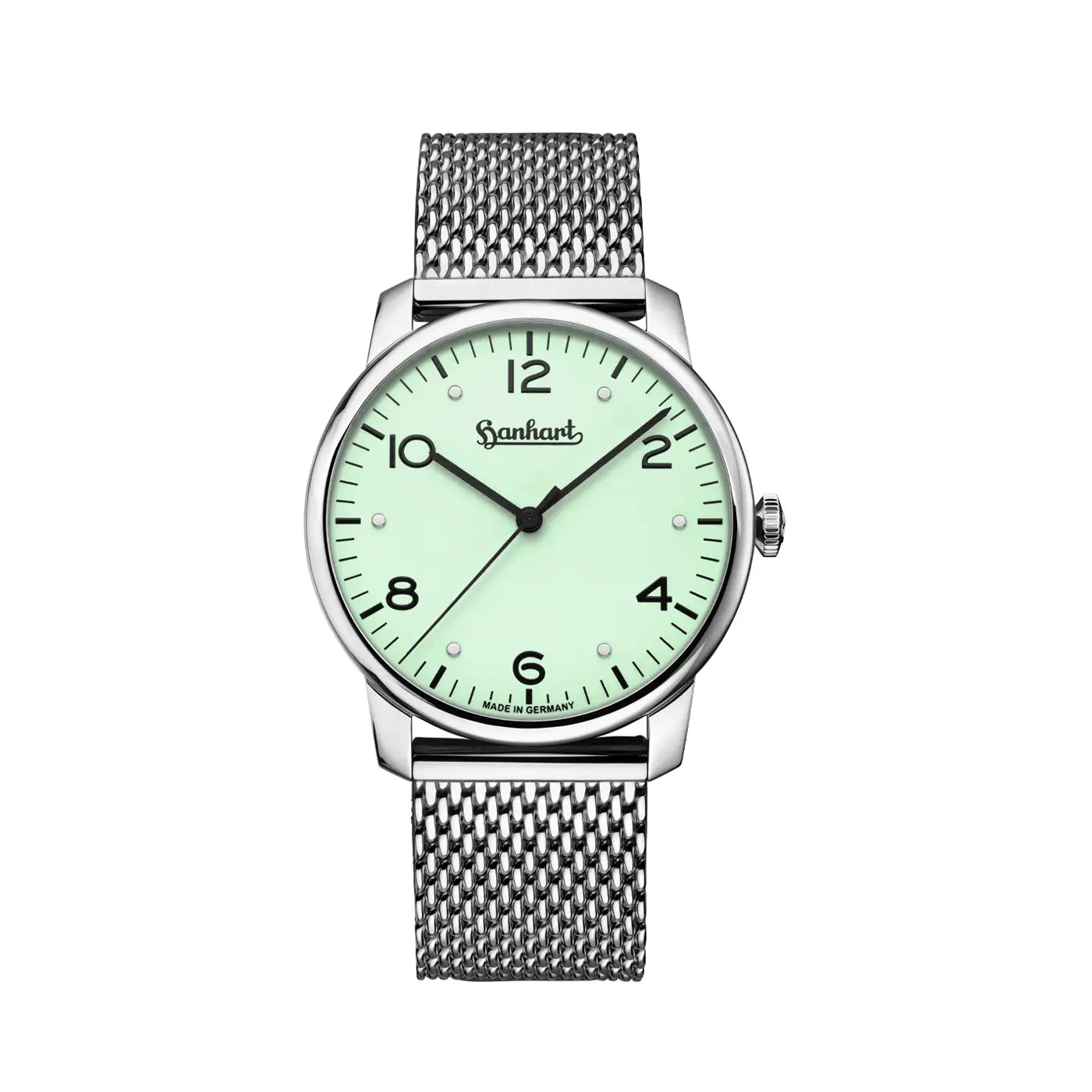 Hanhart - PIONEER Silva - Pistachio - 38.5 mm - Milanaise Mesh bracelet