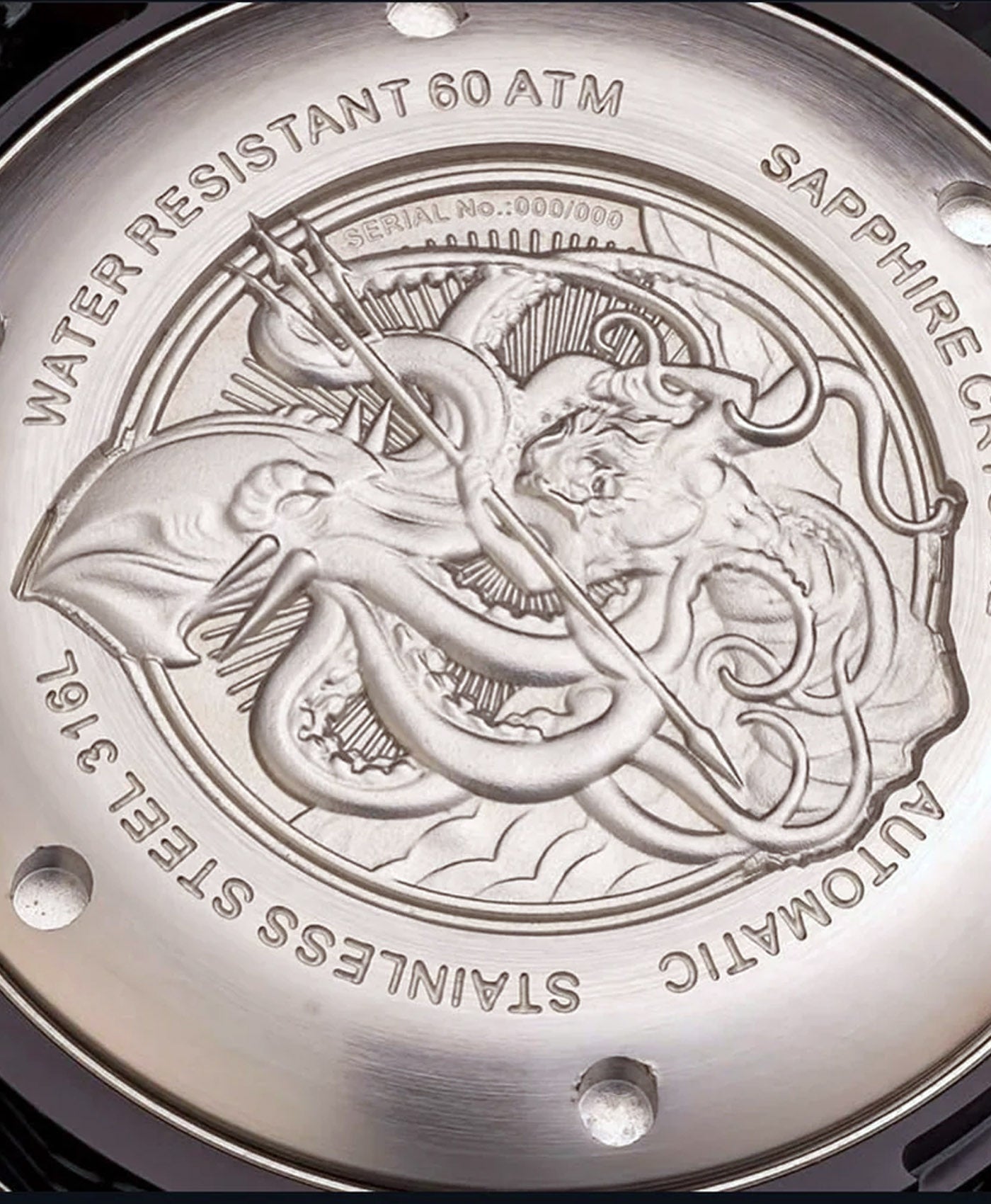 Ocean Crawler Core Diver - White Mother of Pearl - Carbon Fiber Bezel - case back