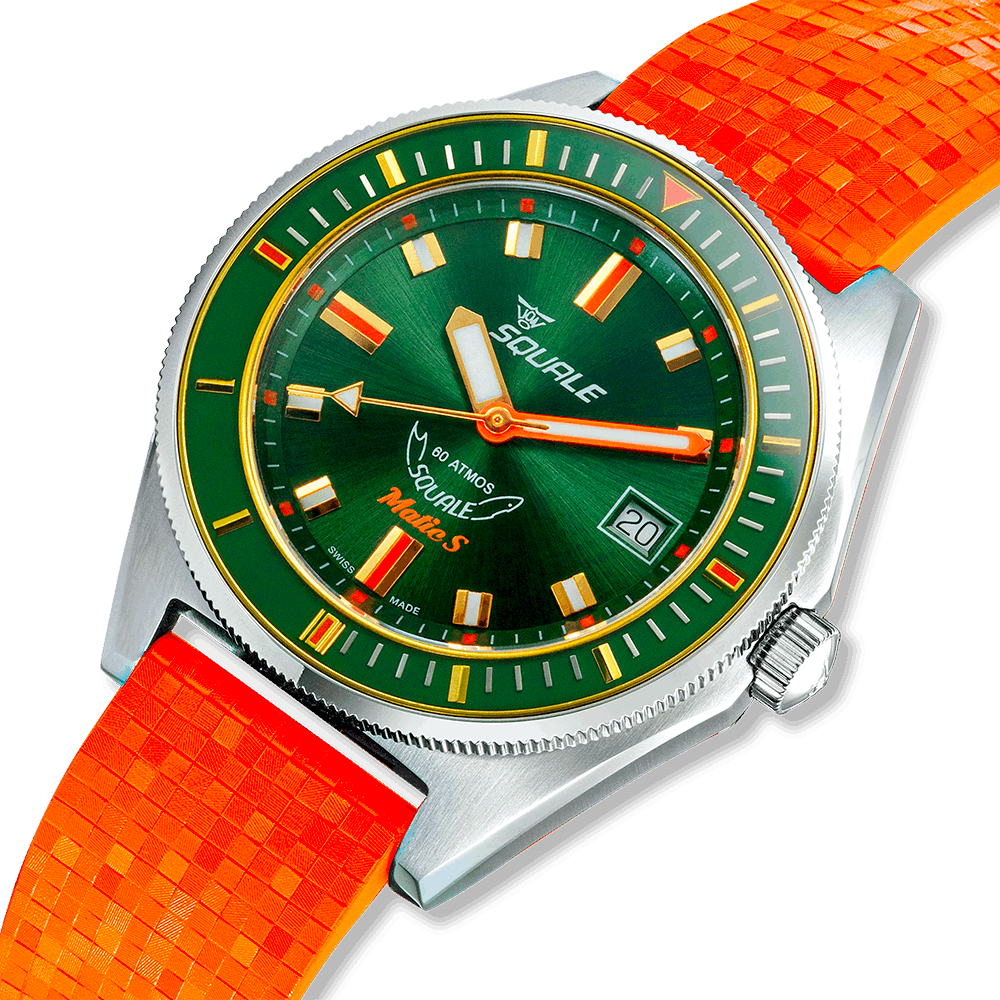 Squale - Matic S - Grün Zweifarbig - Mosaik Kautschuk - MATICGGRGR.MROR