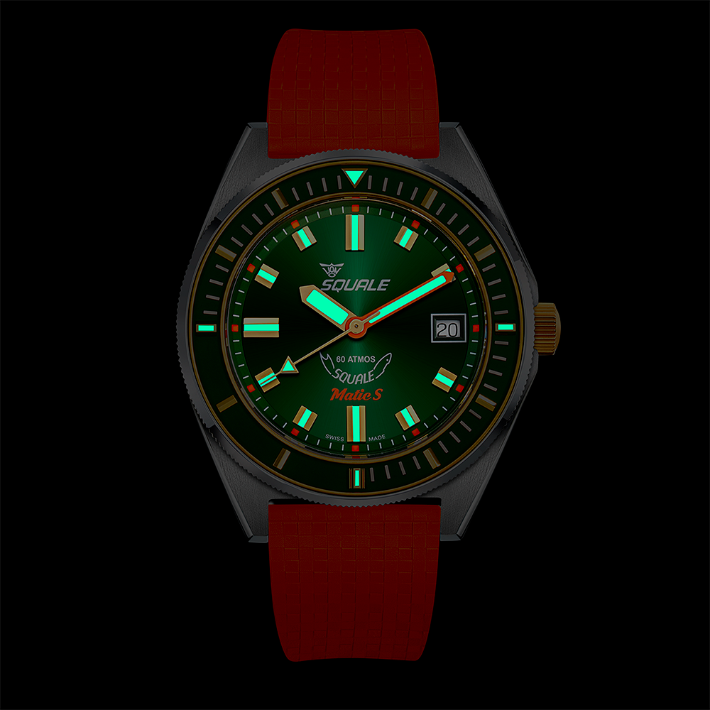 Squale - Matic S - Grün Zweifarbig - Mosaik Kautschuk - MATICGGRGR.MROR