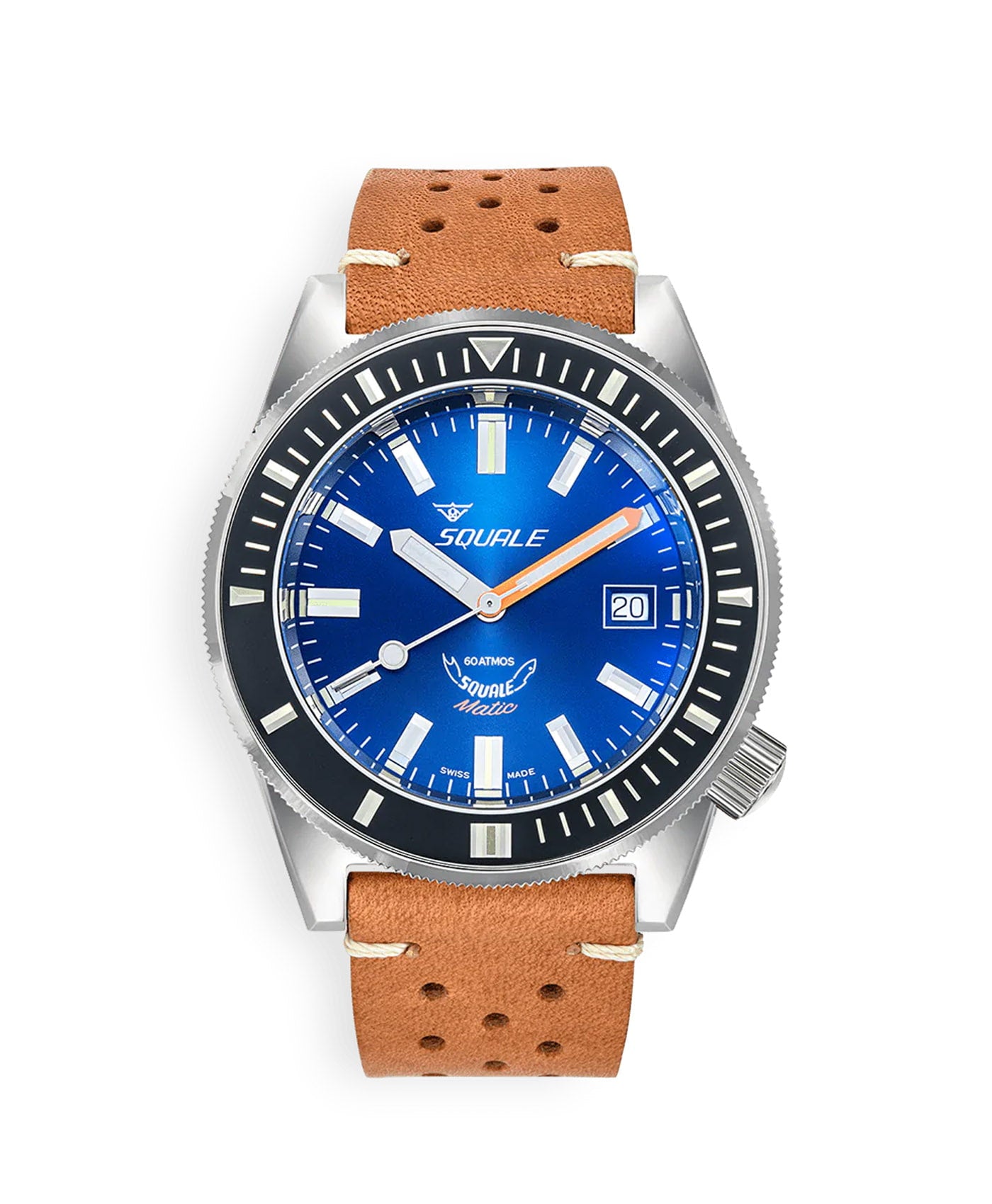 Squale - Matic - Dark Blue - 60 ATM - Leather Strap-min