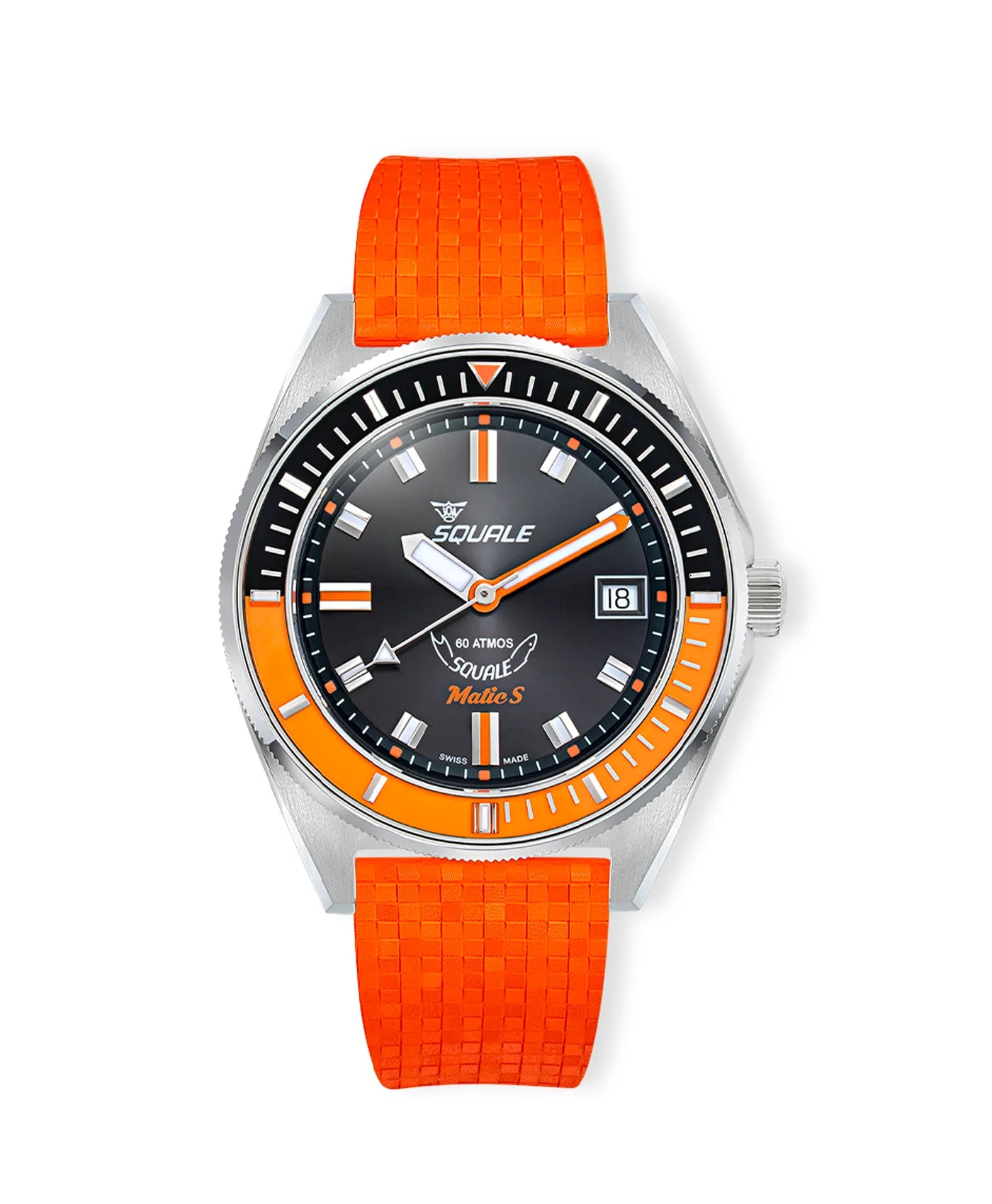 Squale - Matic S Orange - MATICBKOBK.MROR - Mosaic Rubber Strap