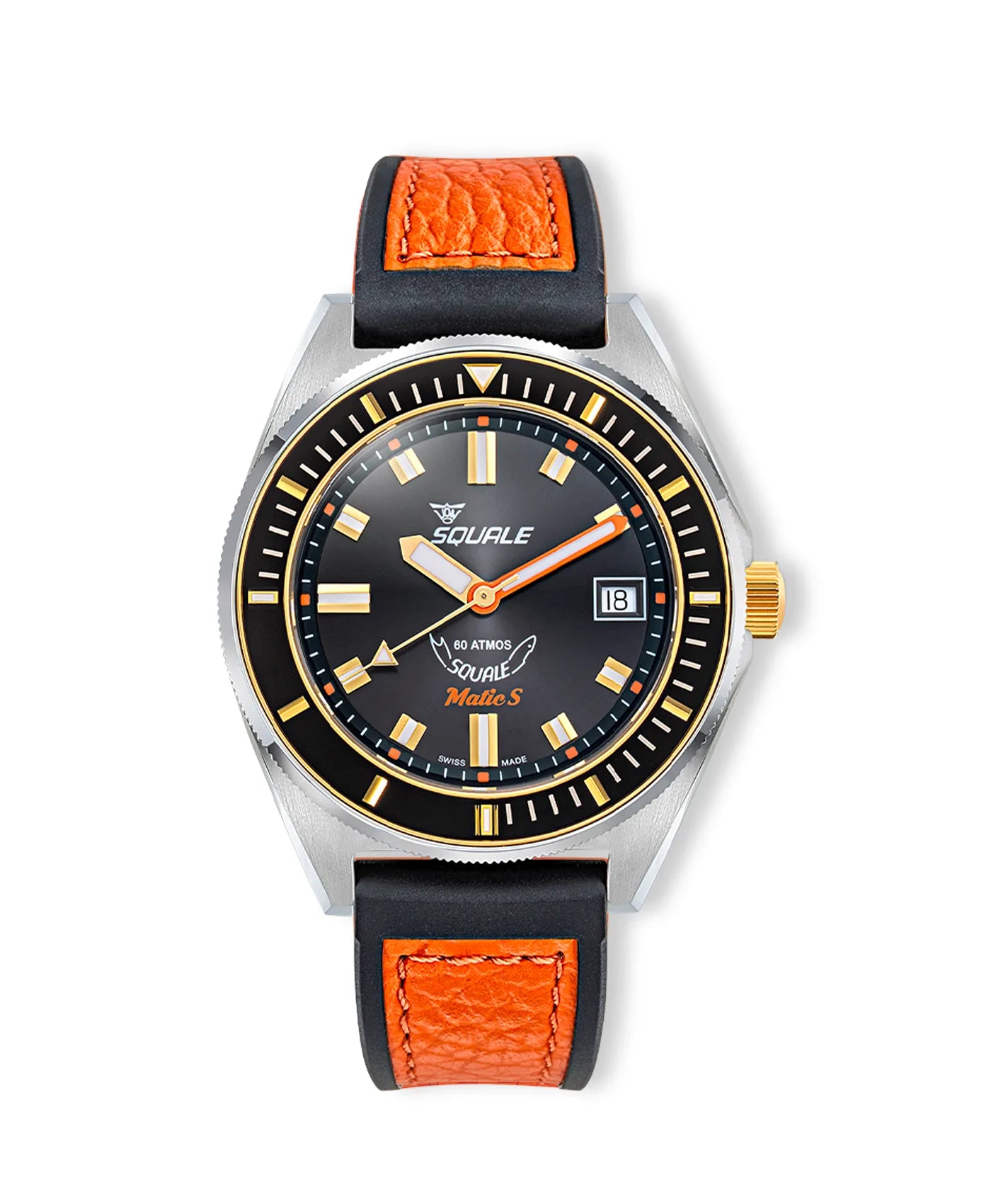 Squale - Matic S Orange - MATICBKOBK.RLOR - HydroLeather Watch Strap