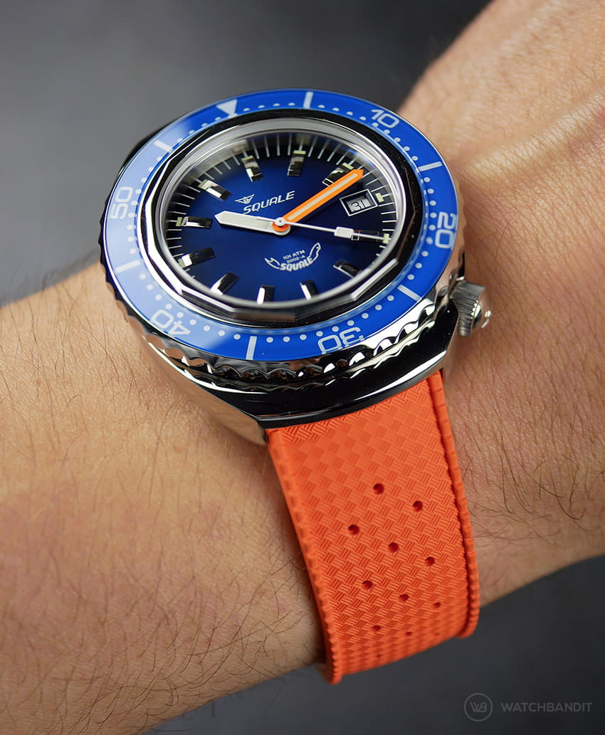 Tropical Style Rubber Strap-Orange-Squale 2002 Series Blue