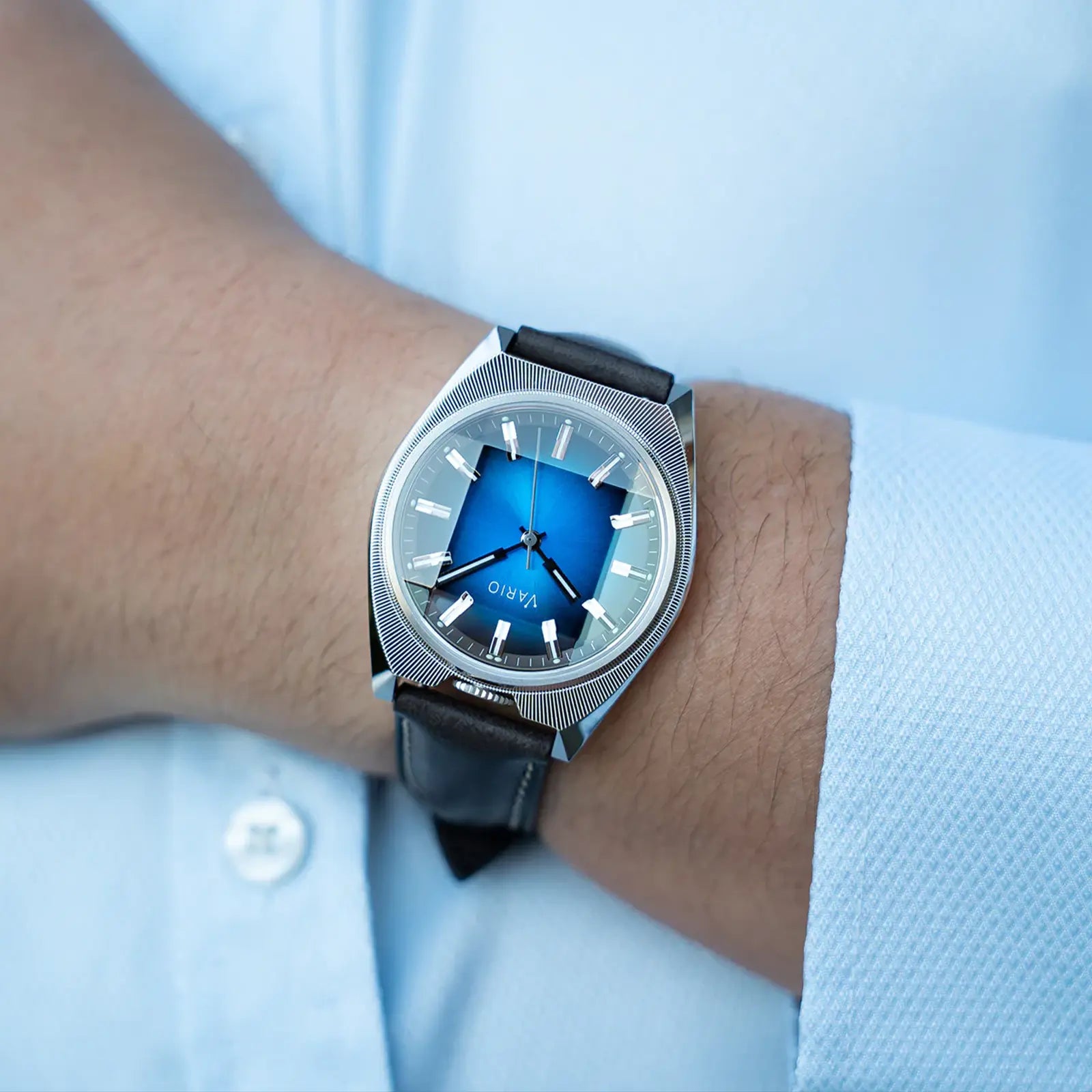Vario Futurist Watch Sunburst Blue Fume Watch-wrist shot