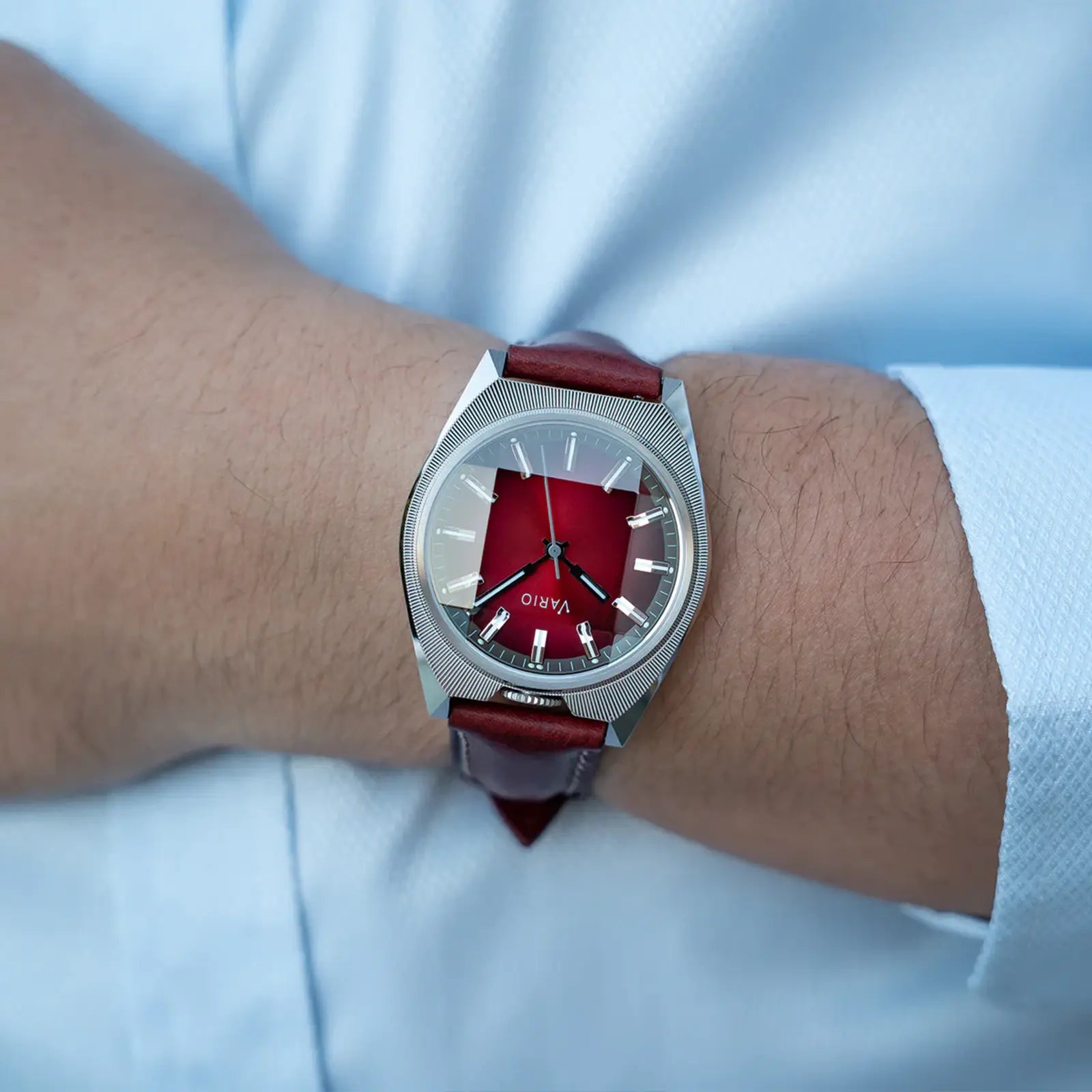 Vario Futurist Watch Sunburst Red Fume Watch wrist shot 2