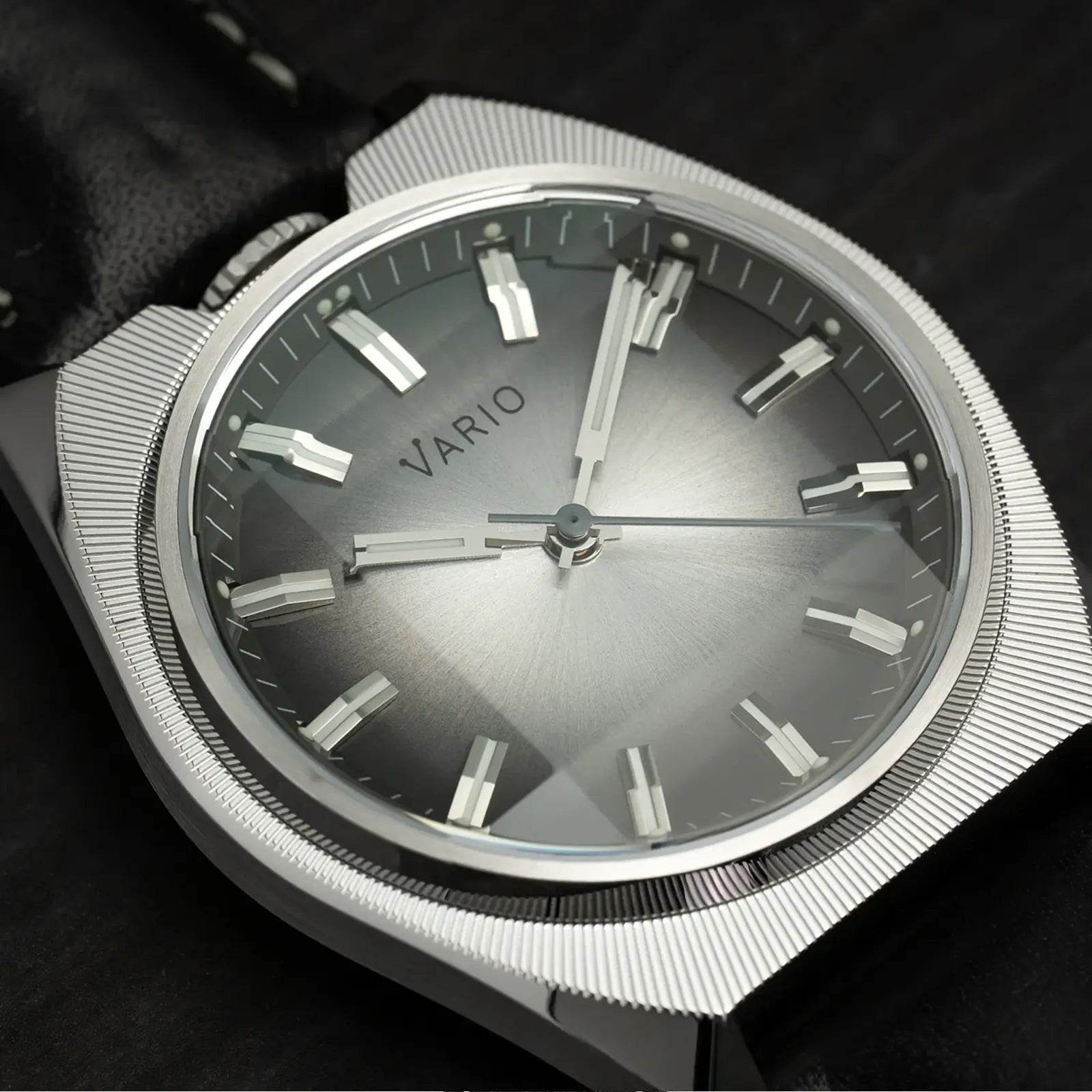 Vario Futurist Watch Sunburst Silver Fume Watch dial close up