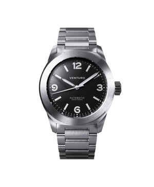 Venturo - ​Field Watch 3 - Schwarz - Edelstahl- & Kautschukarmband