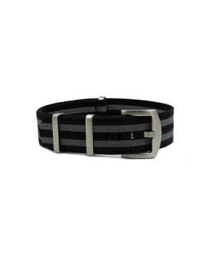 Geripptes Nylon Uhrenarmband - Schwarz/Grau | WB Original