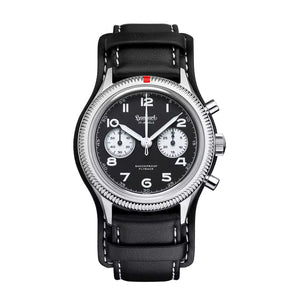 Hanhart - 417 ES Flyback Reverse Panda - 42 mm - Lederarmband