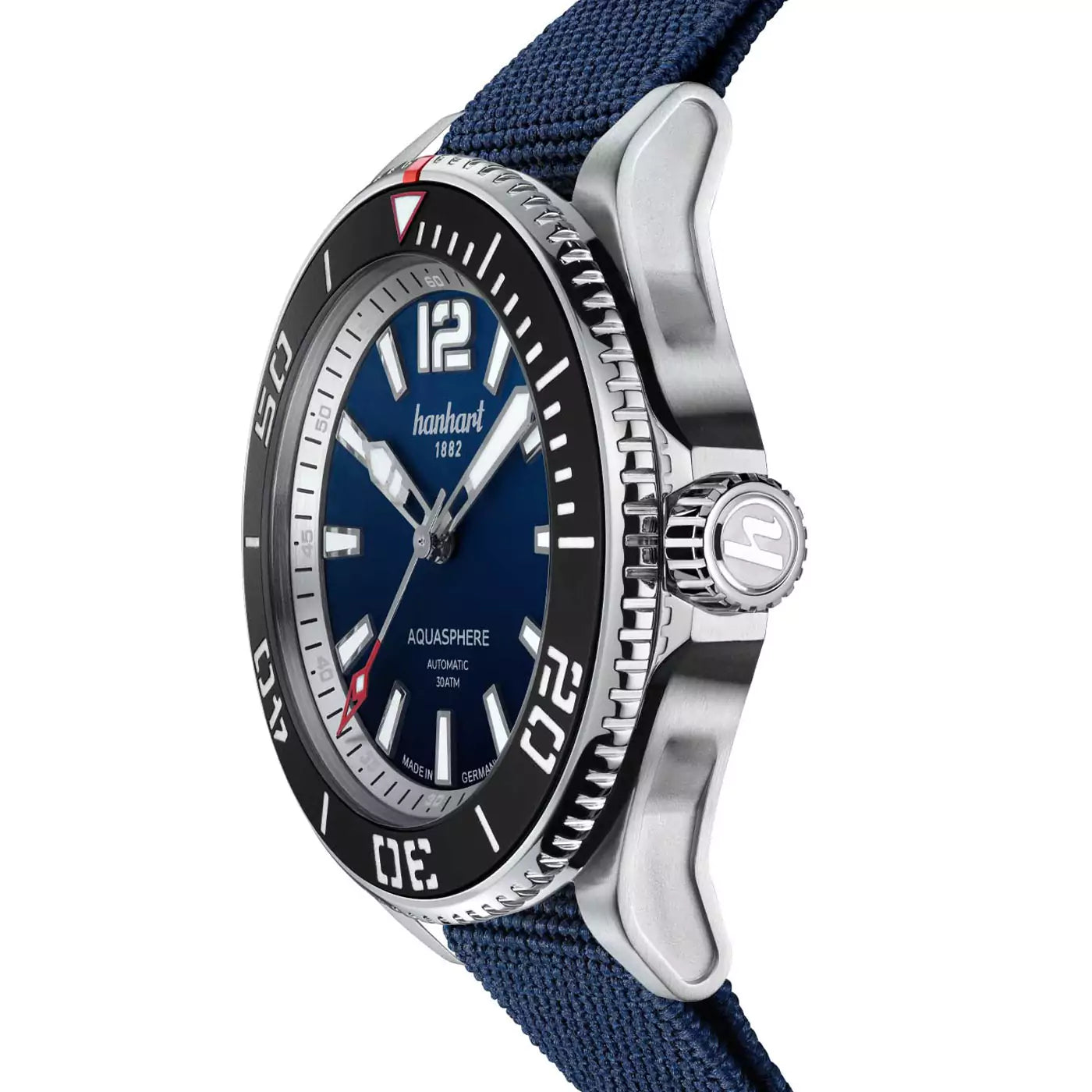 hanhart-aquasphere-ocean-fade-42mm-black-bezel-textile-strap-side