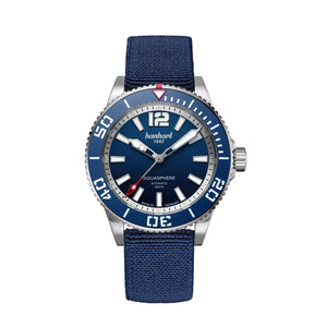 Hanhart - AQUASPHERE Ocean Face - Blaue Lünette - 42 mm - Hook Strap™-Textilband