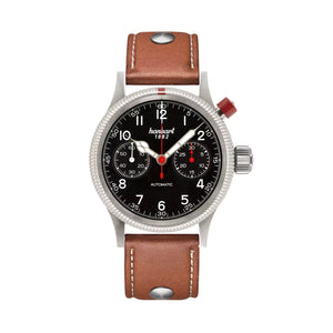 Hanhart - PIONEER Mk I - Schwarz - 40 mm - Hellbraunes Leder