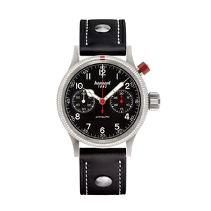 Hanhart - PIONEER Mk I - Schwarz - 40 mm - Schwarzes Leder