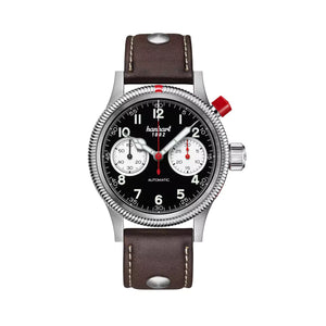 Hanhart - PIONEER Mk I - Reverse Panda - 40 mm - Dunkelbraunes Leder