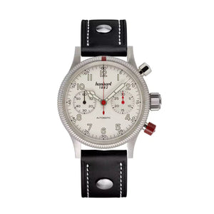 Hanhart - PIONEER Mk II - Antikweiss - 40 mm - Schwarzes Leder