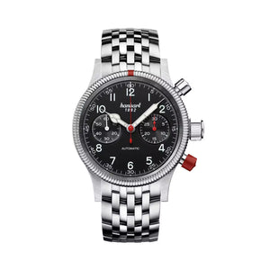 Hanhart - PIONEER Mk II - Schwarz - 40 mm - Edelstahlarmband