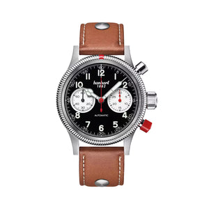 Hanhart - PIONEER Mk II - Reverse Panda - 40 mm - Hellbraunes Leder