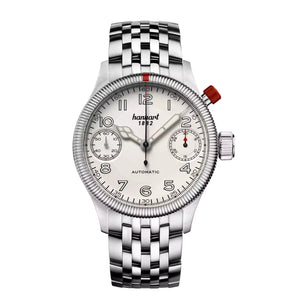 Hanhart - MonoScope - Silber - Geriffelte Lünette - 45 mm - Edelstahlarmband