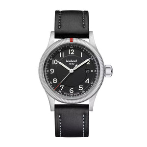 Hanhart - PIONEER One - Schwarz - 42 mm - Schwarzes Leder