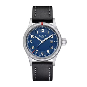Hanhart - PIONEER One - Blau - 42 mm - Schwarzes Leder