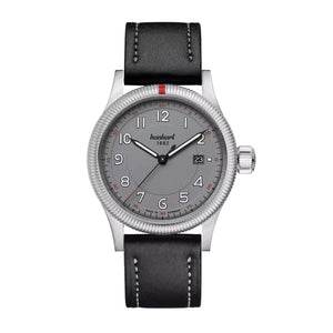 Hanhart - PIONEER One - Grau - 42 mm - Schwarzes Leder