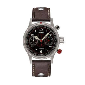 Hanhart - PIONEER Mk II - TachyTele - Schwarz - 40 mm - Dunkelbraunes Leder