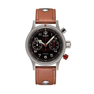 Hanhart - PIONEER Mk II - TachyTele - Schwarz - 40 mm - Hellbraunes Leder