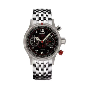 Hanhart - PIONEER Mk II - TachyTele - Schwarz - 40 mm - Edelstahlarmband
