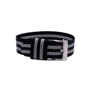 Jelsdal - Vintage Military Nylon Uhrenarmband (einteilig) - Schwarz/Grau