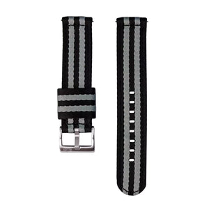 Jelsdal - Vintage Military Nylon-Uhrenarmband (zweiteilig) - Grau/Schwarz