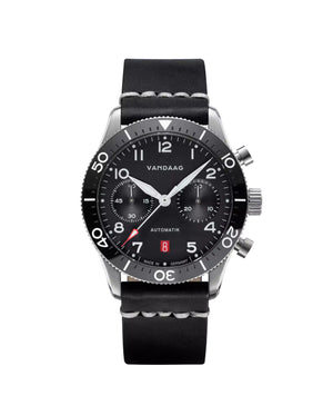Vandaag - Schallmauer Automatik - Schwarz - Schwarzes Lederarmband
