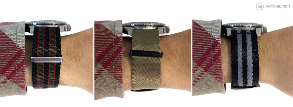 NATO Uhren Armband verschiedene Höhen Vergleich am Arm