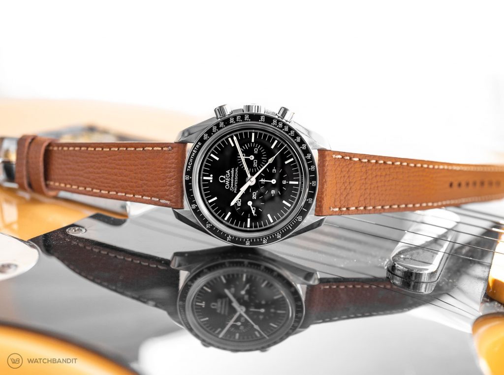 Omega Speedmaster Professional paired with a tanned textured calfskin leather strap by WB Original