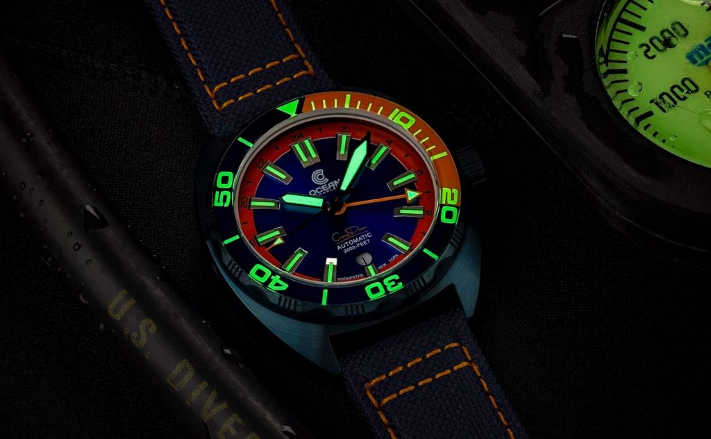Ocean Crawler Core Diver GMT blue orange lume