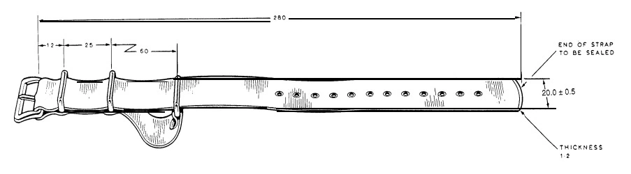 Single Piece Military Watch Strap Technical Drawing