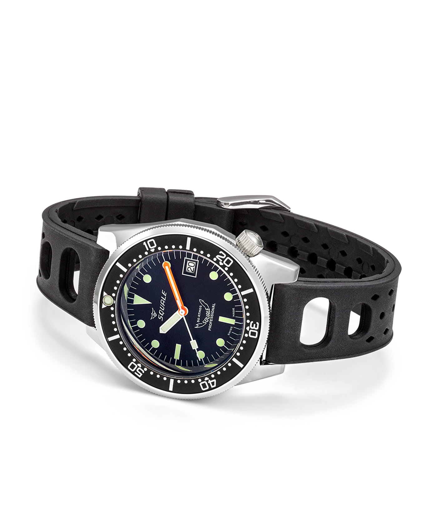 Squale-1521 Series-026-A-Polished-Black-RubberStrap-side